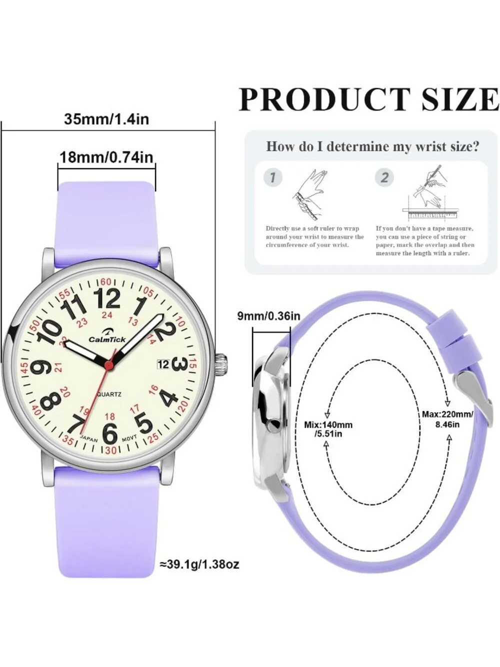 Women's Purple-Silver Metal Case Silicone Strap Date Display Wrist Watches
